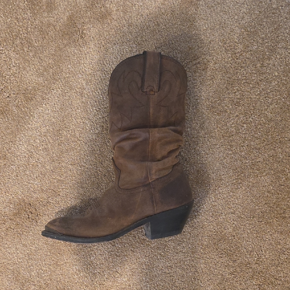 Durango Brown Suede Western Heeled Ankle Boots